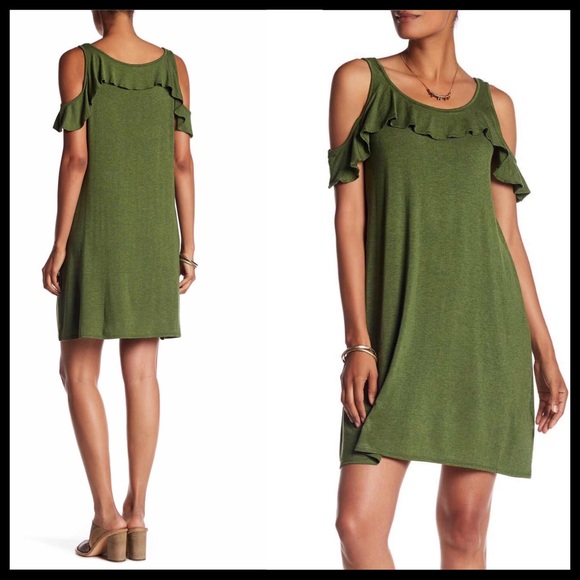 MAX STUDIO COLD SHOULDER RUFFLE KNIT MINI DRESS - Picture 6 of 6